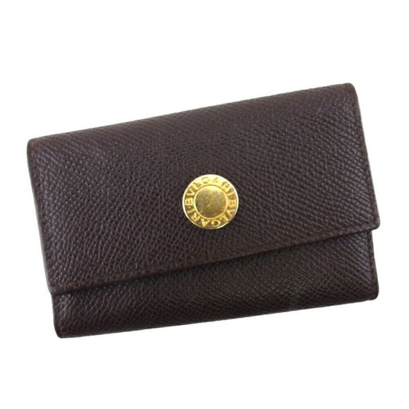 Authentic USED BVLGARI Key Case Classico Leather - Picture 1 of 8